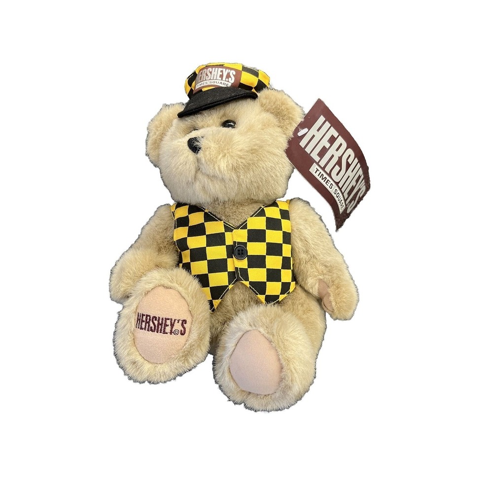 Hershey's Times Square NY Taxi Teddy Bear‎ 2002 w Vest & Hat Plush Doll 9"
